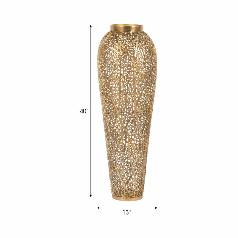 40" Fauna Metal Bouquet Floor Vase, Gold