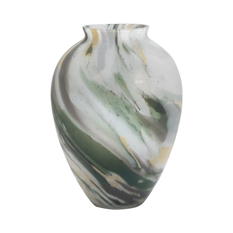 Marco Glass, 12" Marbled Look Vase, Multi