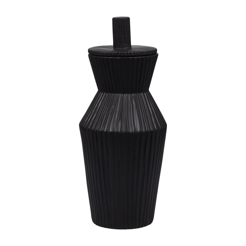 Laurel Large Black Lidded Jar