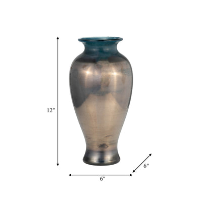 GLASS, 12"H OLPE VASE, TEAL