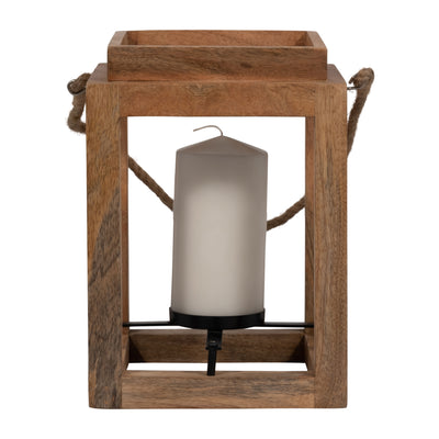 Wood, 11"H Open Lantern Holder, Brown