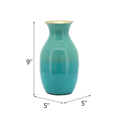 METAL 9" OLPE VASE, GREEN