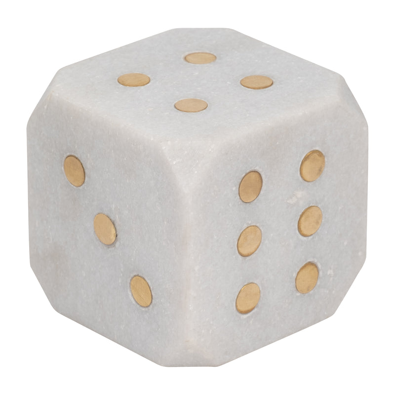 Marble, 4" Dice, White