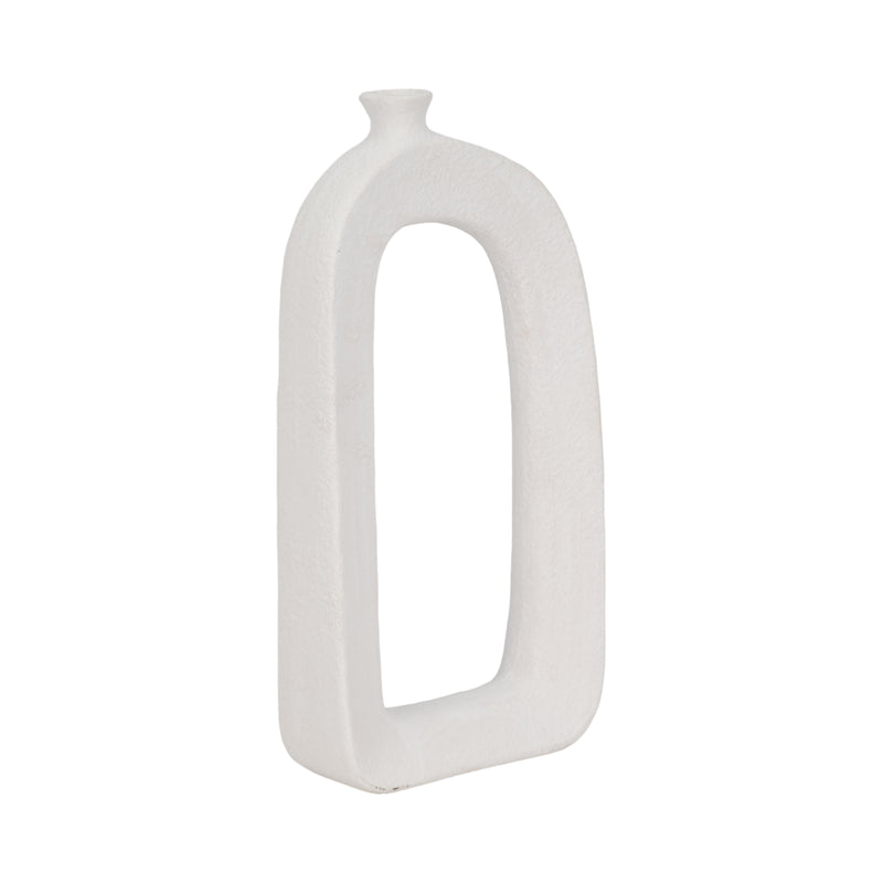 14" Open Cut-out Rough Vase, White