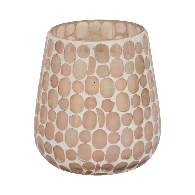 Glass, 5" 18 Oz Mosaic Scented Candle, Soft Pink