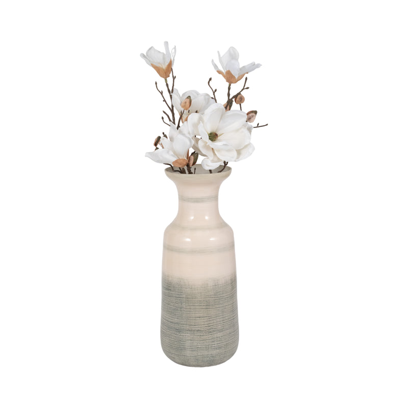 Glass, 17" 2-toned Enamel Vase, White