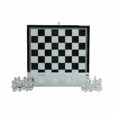 CRYSTAL / MIRRORED CHESS SET,SILVER