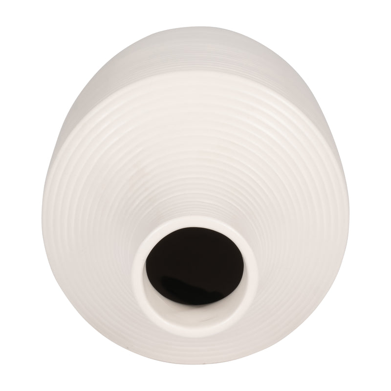 CER, 12" LINES VASE, WHITE