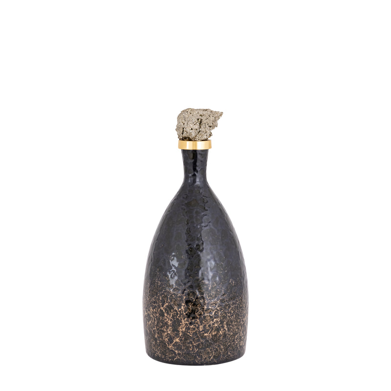 15" Arielle Small Pyrite Stone And Glass Bottle