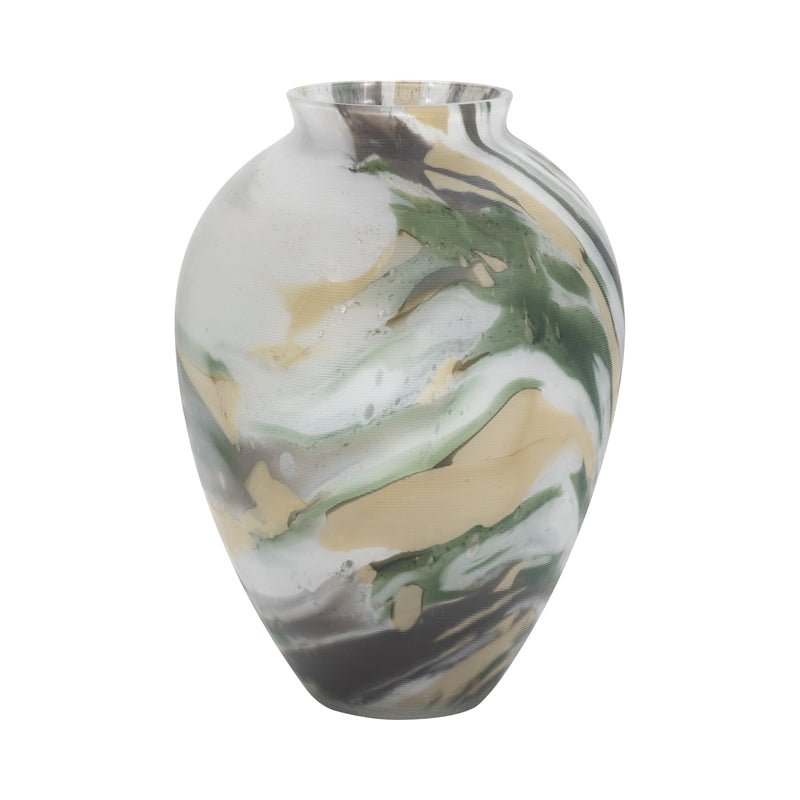 Marco Glass, 12" Marbled Look Vase, Multi