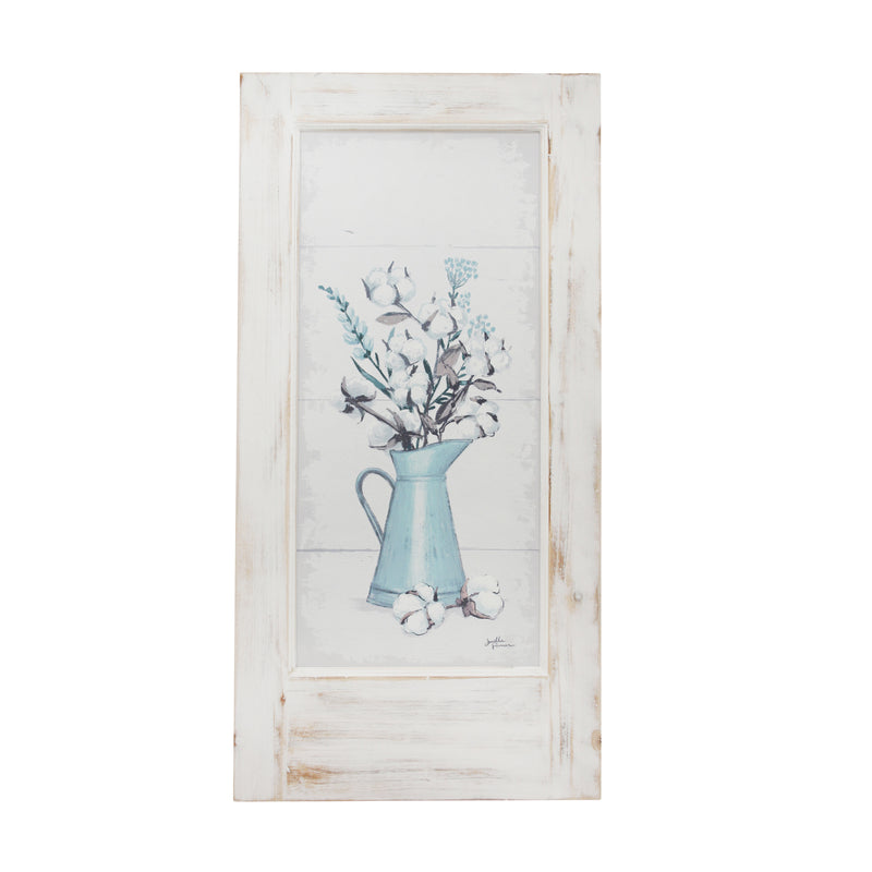 TIN PAINTED FLORAL WALL ART, WOODEN FRAME