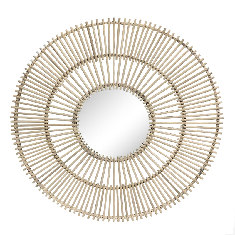 31" RATTAN MIRROR WALL DECOR, NATURAL