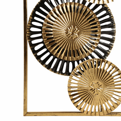 S/2 32" Pierced Disc Metal Wall Panels, Gold Multi