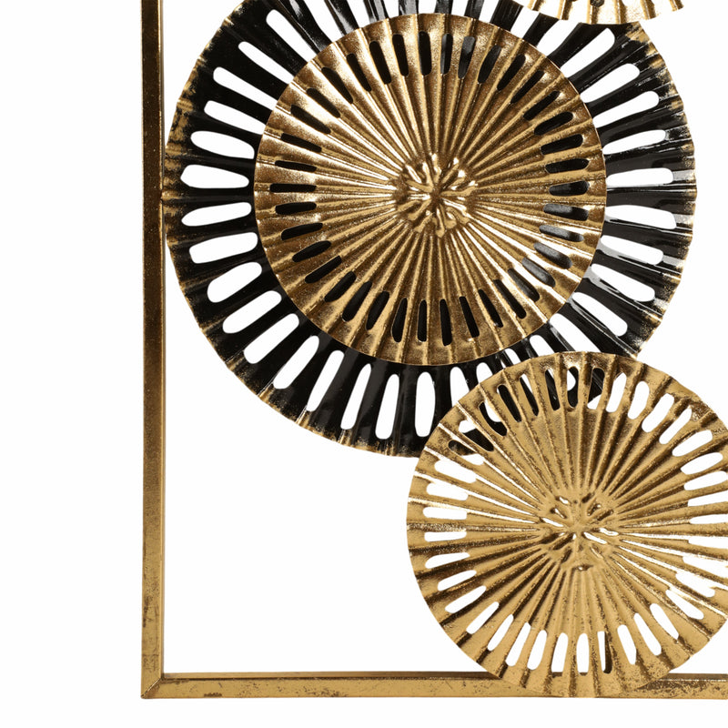 S/2 32" Pierced Disc Metal Wall Panels, Gold Multi