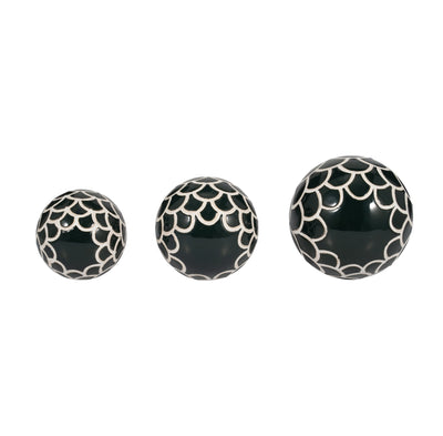 CER, S/3 SCALY ORBS, 4/5/6" FOREST GREEN