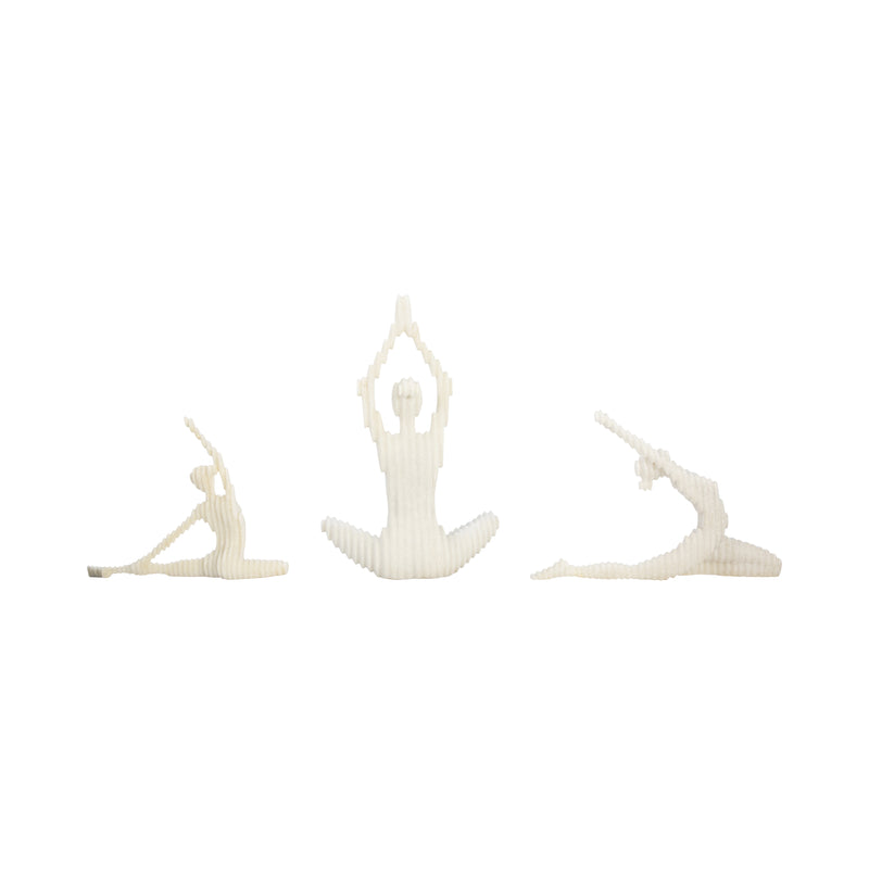 S/3 9/10/16" Ketsora Yoga Statuary, White