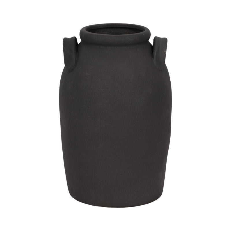 8" Rough Finish Jug With Handles, Black