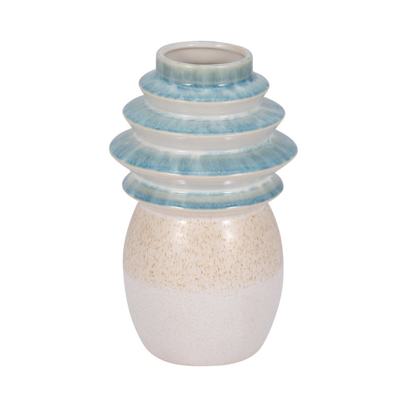 9" Fluted Top Vase Reactive Finish, Multi