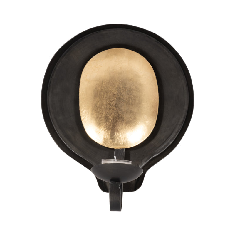 METAL, 9" ROUND VOTIVE HOLDER, BLACK/GOLD