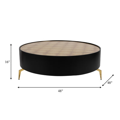 WOOD,47" GOLD LEAF TOP COFFEE TABLE, BLK/GLD, KD