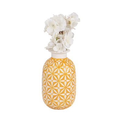 CER, 8" DAISY VASE, MUSTARD