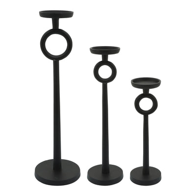 13"H METAL CANDLE HOLDER, BLACK