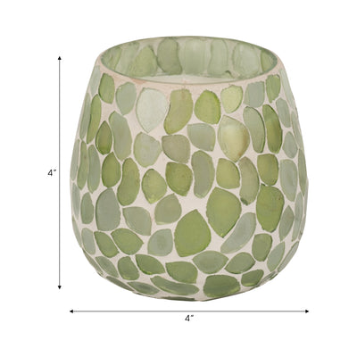 Glass, 4" 11 Oz Mosaic Scented Candle, Light Green