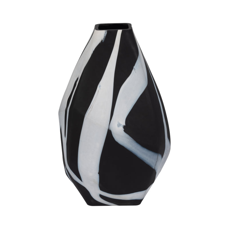 Glass, 19" Abstract Contemporary Vase, Black