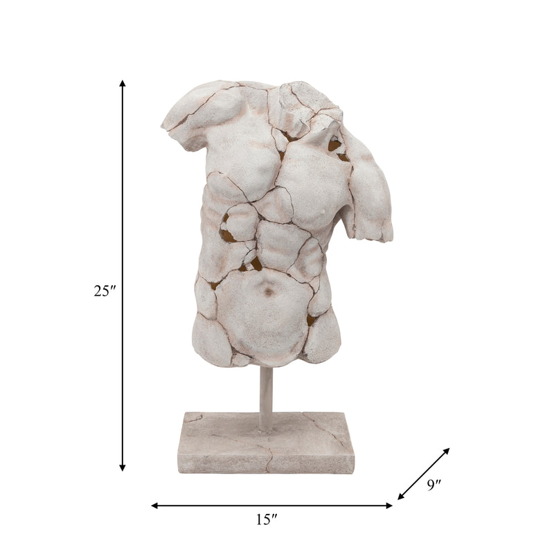 CRACKED TORSO SCULPTURE, WHITE