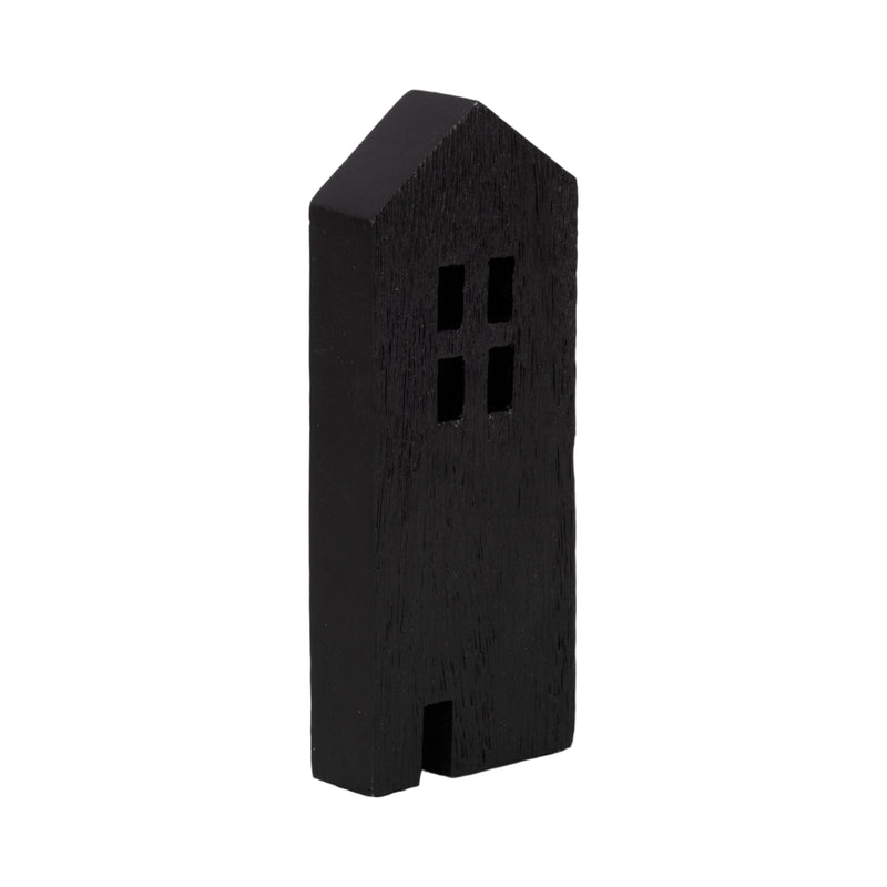 8" Wood House Decor, Black