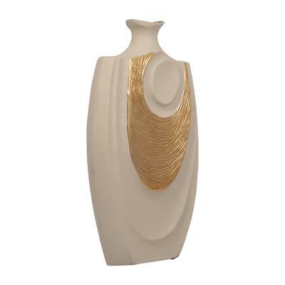 METAL, 23" EMBOSSED SWIRL VASE, GOLD/NUDE