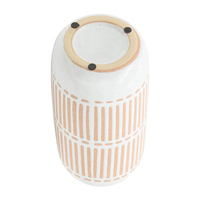 CER, 12" ROUND AZTEC VASE, IVORY