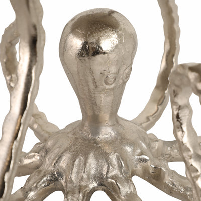 14" Octopus Holding Up Bowl, Silver