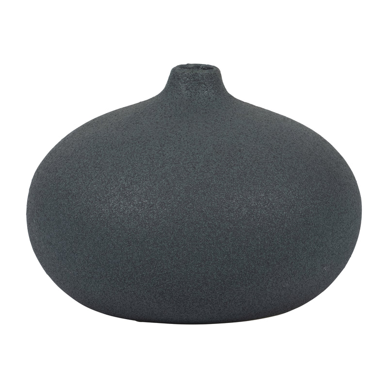 CER, 5" ROUND VOLCANIC VASE, DENIM NAVY BLUE