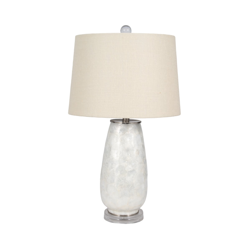 28" Capiz Table Lamp Acrylic Base, Champagne