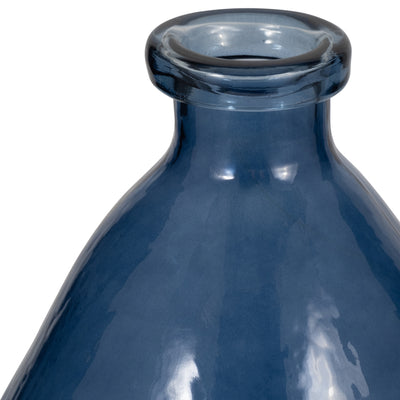 GLASS, 19" BALLOON VASE, BLUE