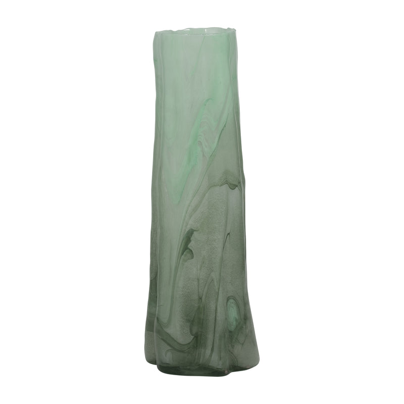 20" Verena Large Green Glass Vase