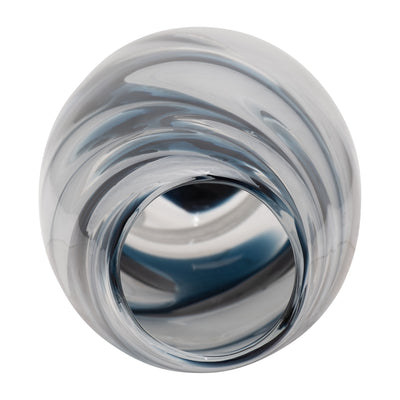 GLASS, 17" SWIRL VASE, BLUE