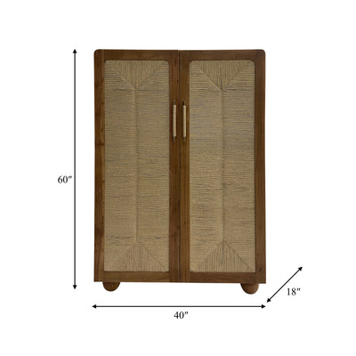 60" ACACIA WOOD ARMOIRE, BROWN