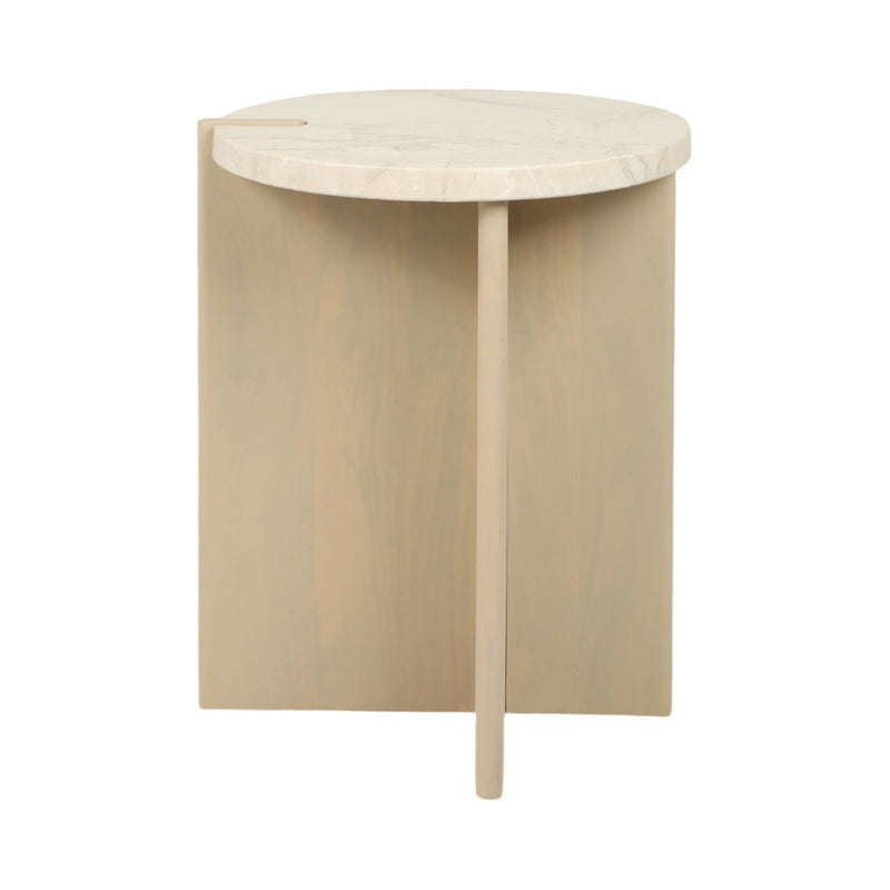 24" CONNLEY MEDIUM MARBLE AND WOOD ACCENT TABLE