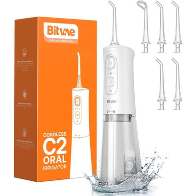 Bitvae Cordless Waterproof Teeth Cleaner - 3 Modes, 6 Jet Tips, USB Rechargeable Dental Picks for Cleaning, Black