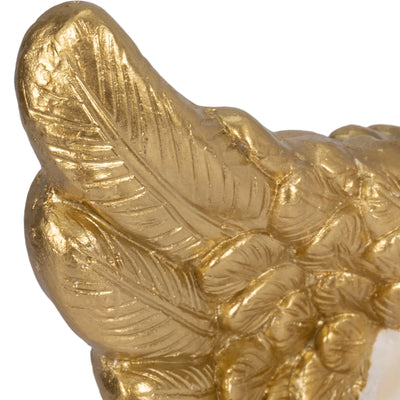 15" Garden Cherub With Heart, White/gold