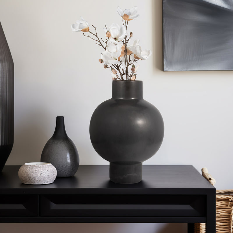 CER, 18"H BUBBLE VASE, BLACK VOLCANIC