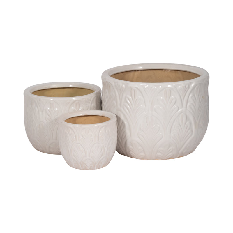 S/3 6/9/11" Fleur Planters, White