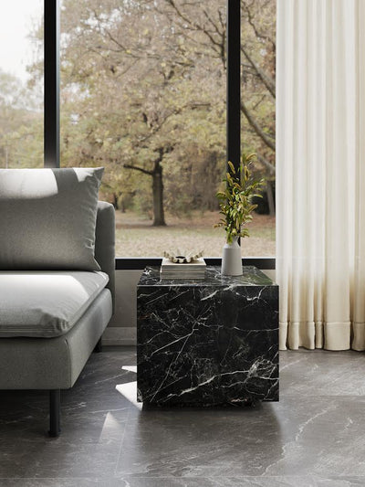 Midnight Elegance Marble Side Table