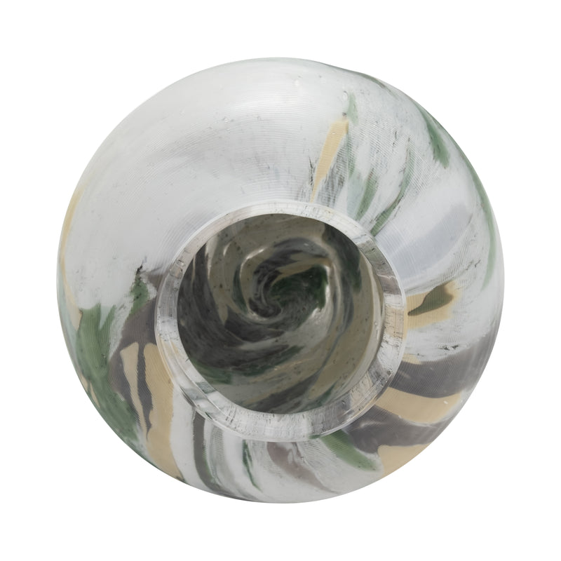 Marco Glass, 12" Marbled Look Vase, Multi