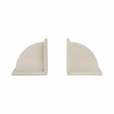 S/2 6" Alabaster Arc Bookends, White