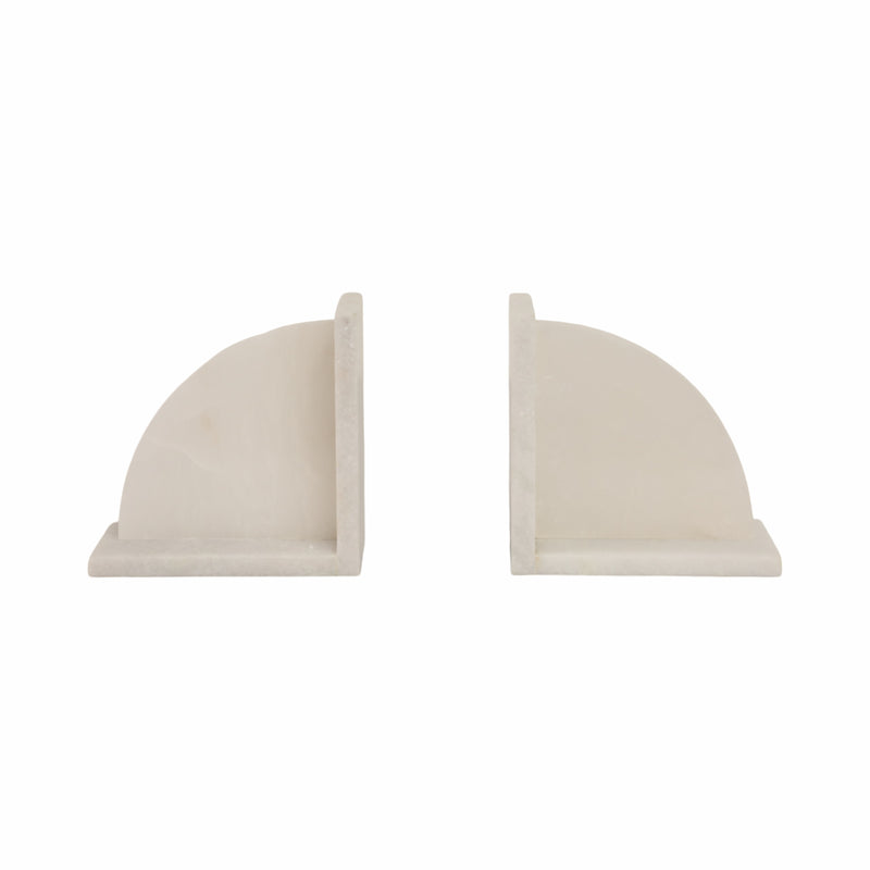 S/2 6" Alabaster Arc Bookends, White