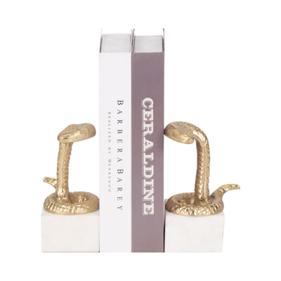 S/2 7" Snake Bookends, Gold