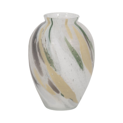 Marco Glass, 9" Marbled Look Vase, Multi